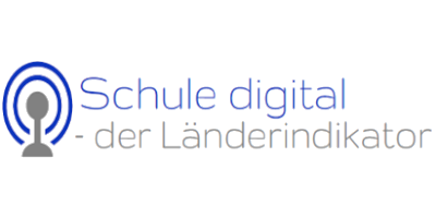 Blau-graues Icon und blau-grauer Schriftzug des Projektnamens Schule digital - der Länderindikator