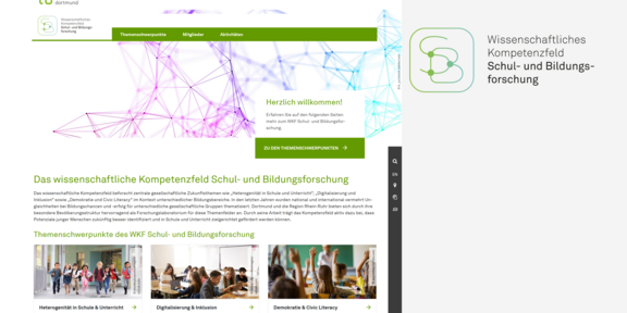 Webseite WKF Screenshot der Startseite mit dem Logo des Wissenschaftlichen Kompetenzfelds Schul- und Bildungsforschung