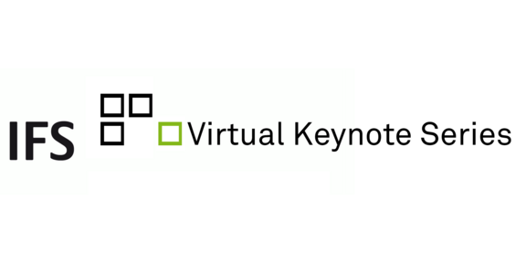 Schwarzer Schriftzug des Veranstaltungsnamens IFS Virtual Keynote Series