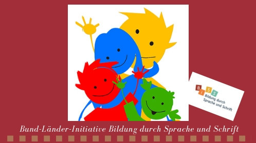 Dunkelroter Hintergrund, bunte illustrative Figuren und weißer Schriftzug Förderung und Diagnostik von Lesekompetenzen im Primarbereich