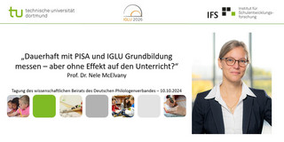 Titelfolie des Vortrages von Nele McElvany beim Deutschen Philologenverband