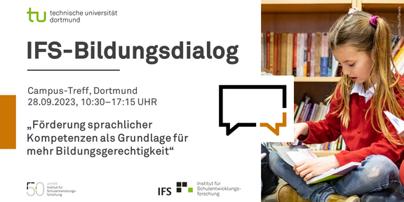 Einladungskarte des 7. Bildungsdialogs mit Foto von Grundschulkindern, die Bücher lesen