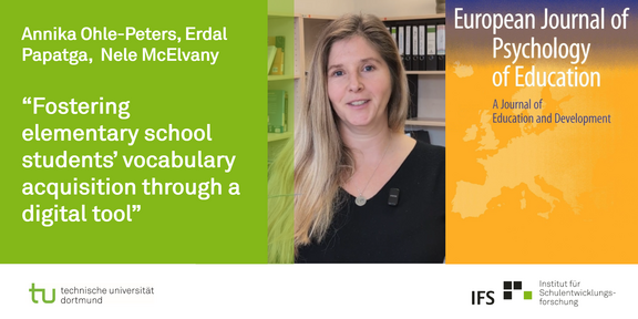 Porträt von Annika Ohle-Peters neben einem Zitat und Journalcover