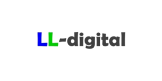 LL-digital Grün-blauer und schwarzer Schriftzug des Projektnamens LL-digital