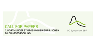 Hellgrünes Banner mit grünen Schriftzug "Call for Papers" und schwarzen Schriftzug "7. Dortmunder Symposium der Empirischen Bildungsforschung", sowie Logo der Veranstaltung