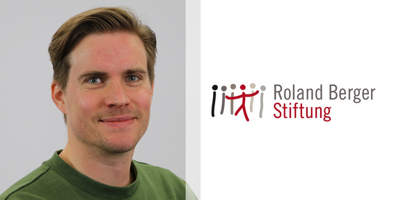 Porträtfoto von Dr. Ulrich Ludewig neben dem Logo der Roland Berger Stiftung