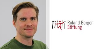 Porträtfoto von Dr. Ulrich Ludewig neben dem Logo der Roland Berger Stiftung