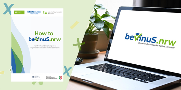 Buchcover der Anleitung aus dem Projekt beVinus neben einem geöffneten Laptop