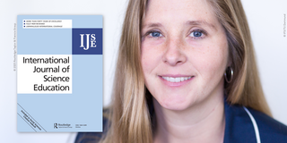 PD Dr. Annika Ohle-Peters neben dem Journalcover des International Journal of Science Education