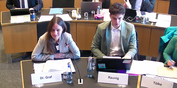 Elisabeth Graf im Landtag Screenshot von Elisabeth Graf im Landtag beim Kommitee.