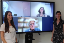 Foto mit Inga ten Hagen, Prof. Dr. Detmar Meurers und Zarah Weiss, sowie Prof. Dr. Fani Lauermann, PhD