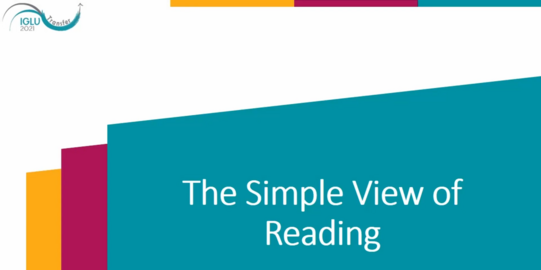 Thumbnail des Youtubevideos mit gelb, roten und blauen Kästen und weißen Schriftzug "The Simple View of Reading"