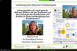 6. Symposium Posterpreisverleihung Screenshot der Posterpreisverleihung des Waxman Verlags an Martina Funk