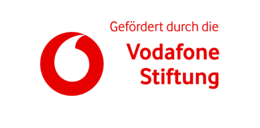 Logo von Vodafone mit dem Schriftzug "gefördert durch die Vodafone Stiftung"