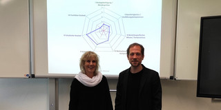 André Meisner und Dr. Edeltraud Hammes-Schmitz vor der Präsentationsfolie