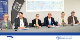 Nicole Rummel, Martin Paul, Nele McElvany, Manfred Bayer, Isabell van Ackeren-Mindl und Stefan Rumann bei der Eröffnungsfeier