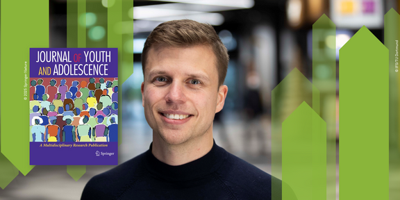 Journal of Youth and Adolescence Poträt von Dr. Pascal Alscher neben dem Journalcover des Journal of Youth and Adolescence