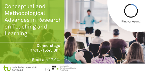 IFS-Ringvorlesung Titel der Ringvorlesung über einem Veranstaltungsfoto eines Vortragenden