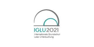 IGLU 2021 Grauer und türkiser Bogen mit darunterliegenden türkis-grauen Schriftzug des Projektnamens IGLU 2021 Internationale Grundschul-Lese-Untersuchung
