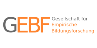 Dunkelgrau-orangener Schriftzug GEBF Gesellschaft für Empirische Bildungsforschung