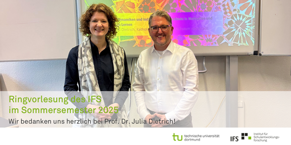 Prof. Dr. Julia Dietrich Prof. Dr. Julia Dietrich und Dr. Alexander Naumann vor der bunten Präsentationsfolie