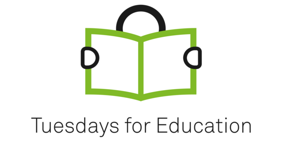 Piktogram Lesende, Schriftzug Tuesdays for Education