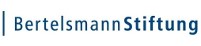 Dunkelblauer Schriftzug des Förderers Bertelsmann Stiftung
