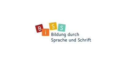 Buntes Logo und dunkelblauer Schriftzug des Projektnamens BiSS Bildung durch Sprache und Schrift