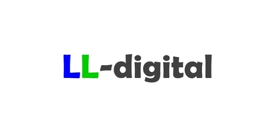 Grün-blauer und schwarzer Schriftzug des Projektnamens LL-digital