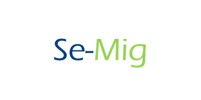 Blau-grüner Schriftzug des Projektnamens Se-Mig