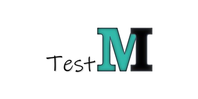 Schwarz-türkiser Schriftzug des Projektnamens Test M-I