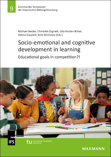 Buchcover mit dem Titel "Socio-emotional and cognitive development in learning" und einer Gruppe Grundschüler*innen darunter abgebildet